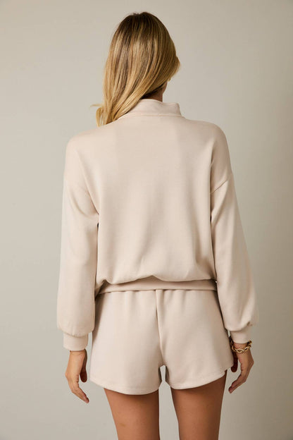 GILLI - MOCK NECK HALF ZIP PULLOVER WITH SIDE POCKETS