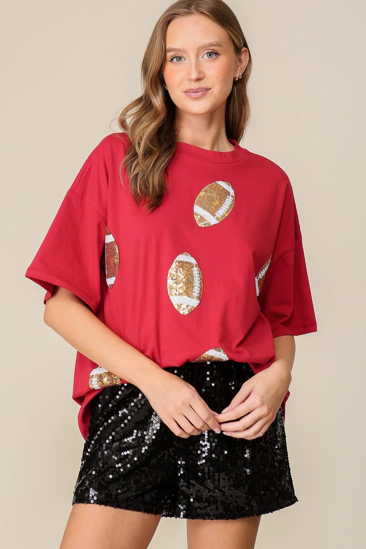 Game day Sequins football Top