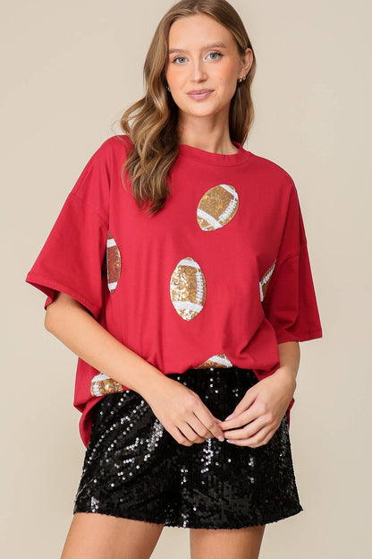 Game day Sequins football Top