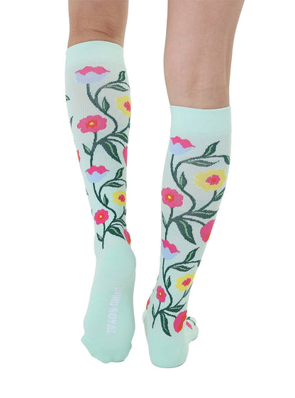 Compression Socks (15-20mmHg) - Flowering Vines - Pale Green