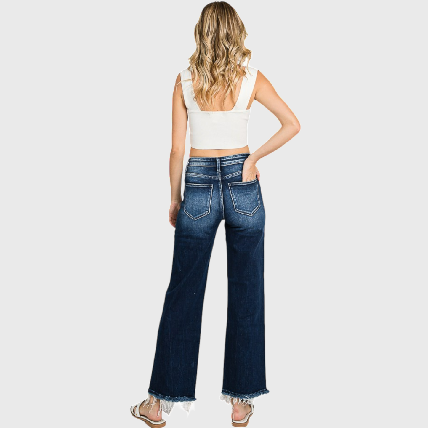 Petra153 - P489WF-DK SUPER HIGH RISE STRETCH CLASSIC STRAIGHT JEANS