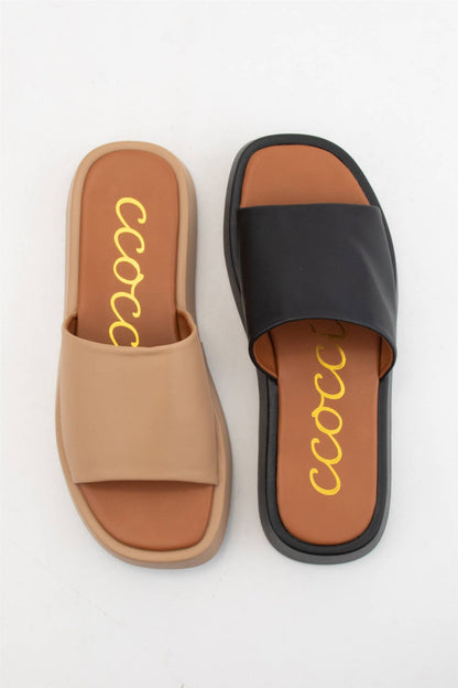 CCOCCI - TOVE Minimal Platform Slide Sandals with Clean Everyday Desi