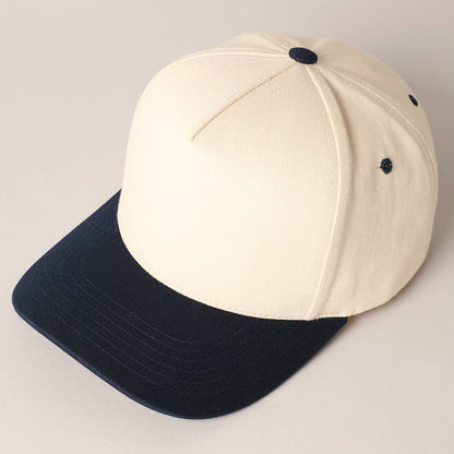 Fashion City - Plain Two-Tone Canvas Cotton Trucker Hat