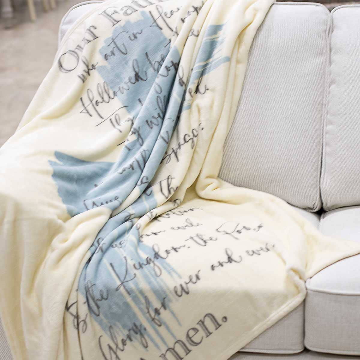 Lord's Prayer Throw Soft White/Ice/Gray  50x60