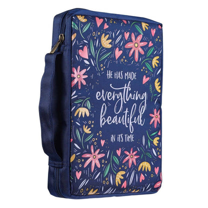Christian Art Gifts - Bible Cover Value Navy/Floral Printed Everything Beautiful