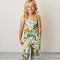 Kids Sage Pink Floral Spring Summer Jumpsuit With Pockets