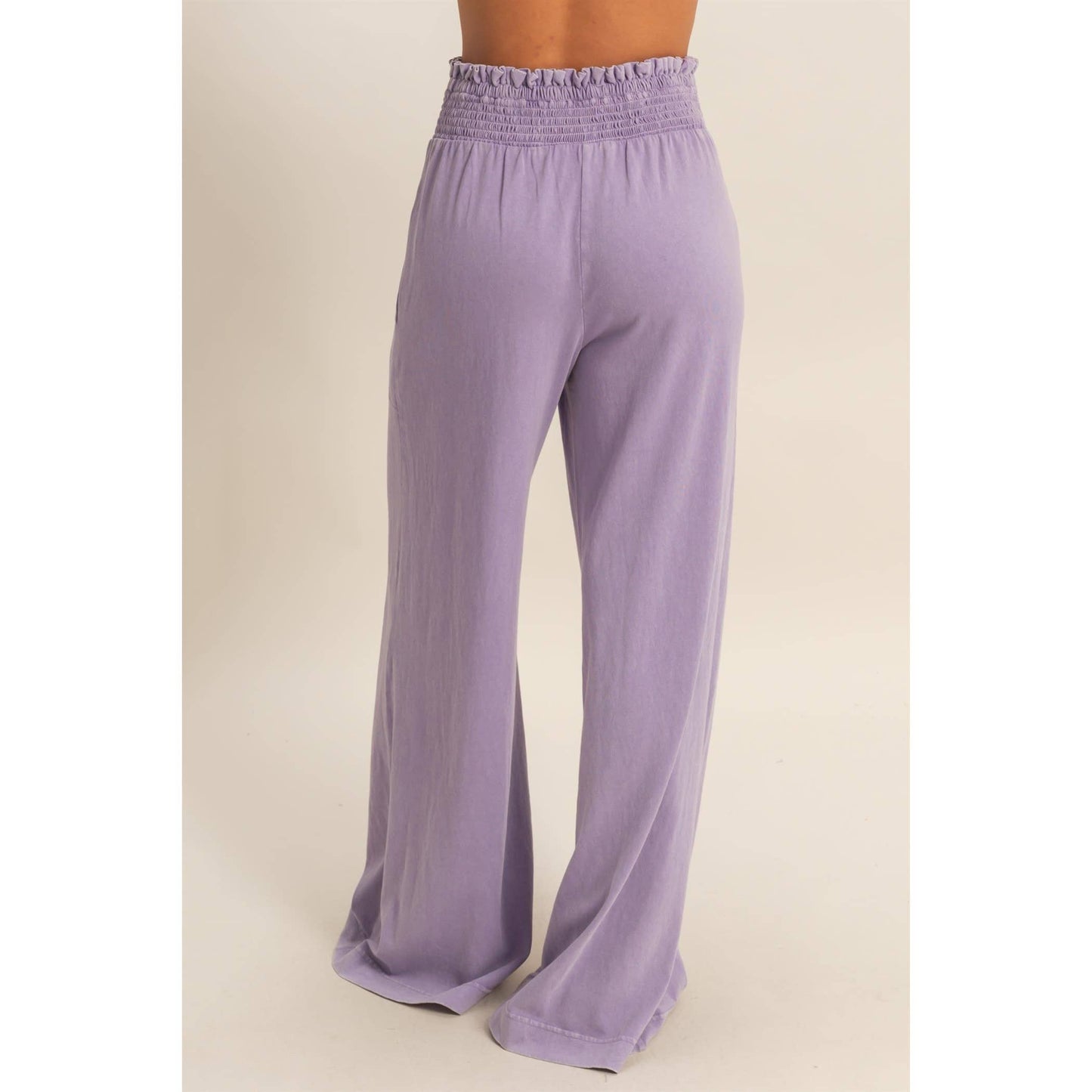 HYFVE - Mineral Washed Wide-Leg Smocked Waist Pants