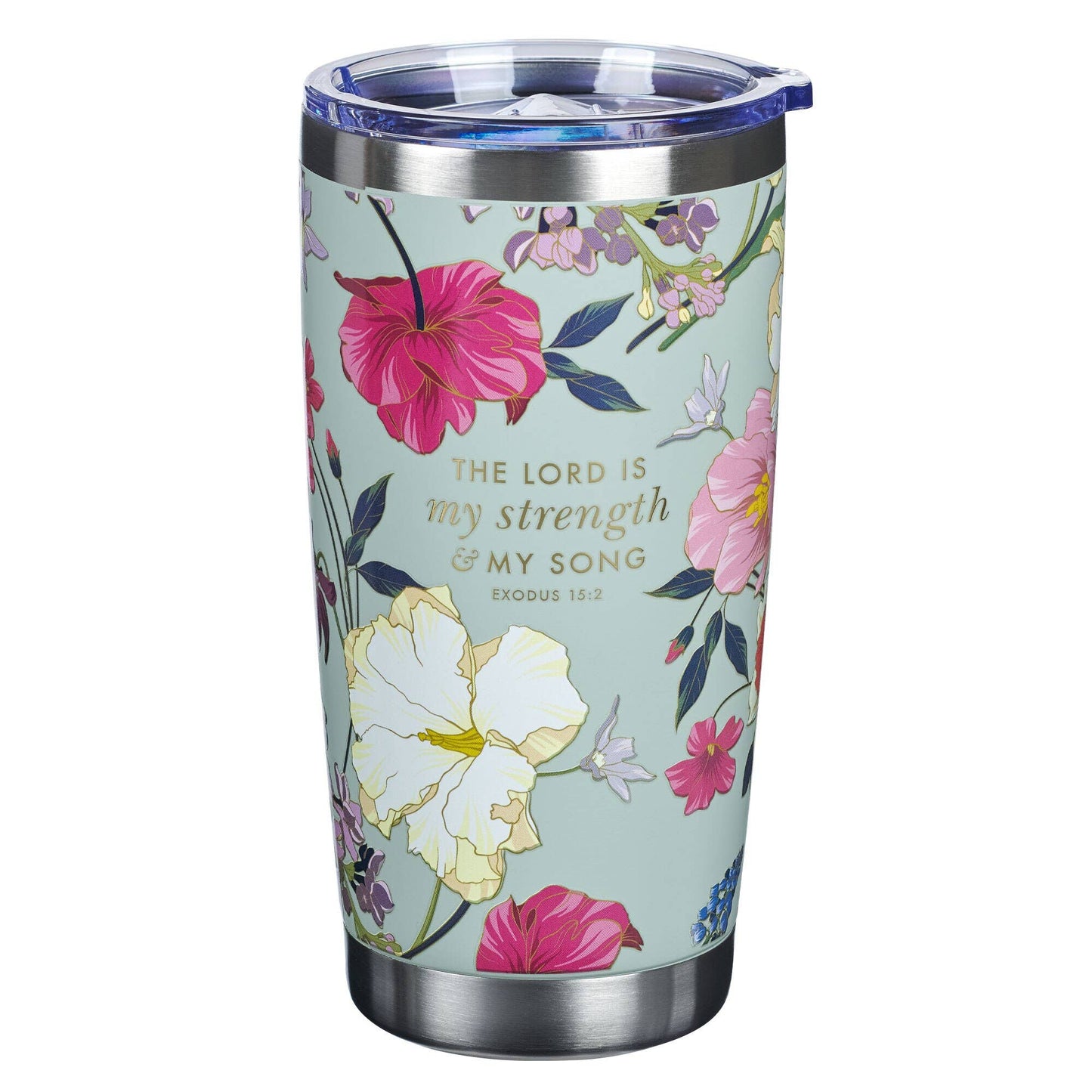 Christian Art Gifts - Tumbler SS Teal Strength Exodus 15:2