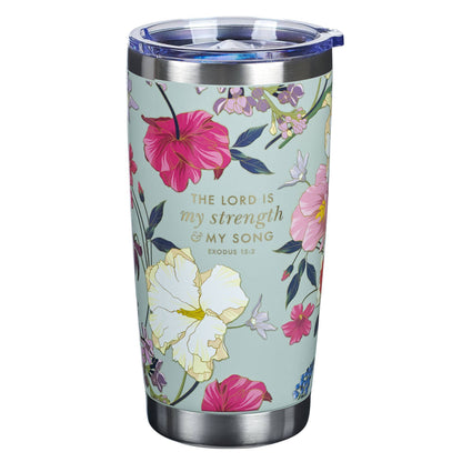 Christian Art Gifts - Tumbler SS Teal Strength Exodus 15:2