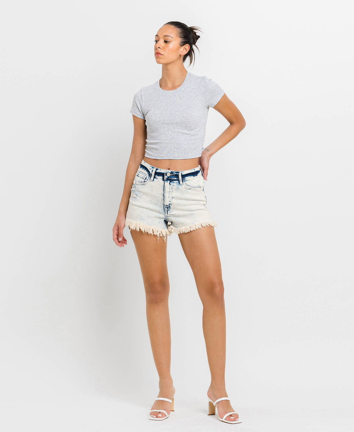 VERVET by FLYING MONKEY - SUPER HIGH RISE STRETCH MOM SHORTS V2763