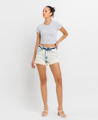 VERVET by FLYING MONKEY - SUPER HIGH RISE STRETCH MOM SHORTS V2763