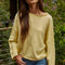 Banana Knit Sweater Rolled Round Neck Pullover Top