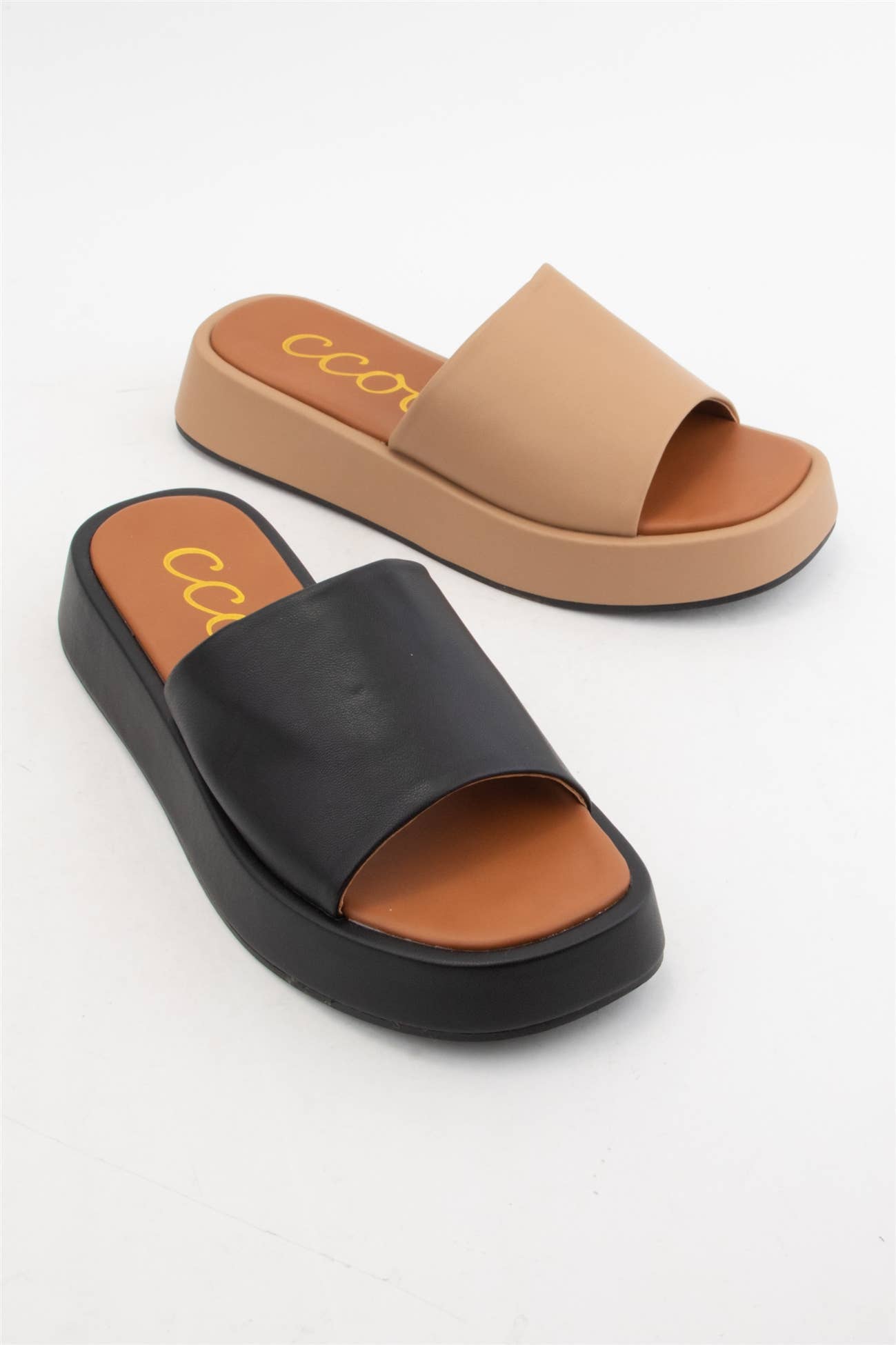 CCOCCI - TOVE Minimal Platform Slide Sandals with Clean Everyday Desi