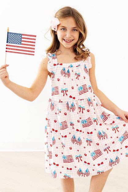 Mila & Rose - Fancy Flags Ruffle Cross Back Dress
