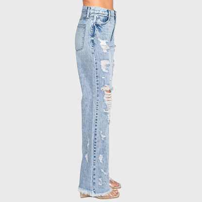 Petra153 - P865VXF-LT DESTROYED HIGH RISE RIGID VINTAGE FLARE JEANS