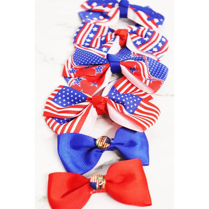 Love and Repeat - American Flag Bow Hair Clip Set
