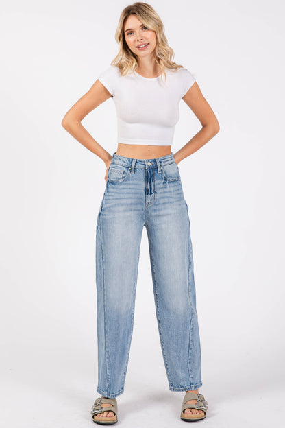 Petra SIDE SEAM DETAILING HIGH RISE COMFORT BARREL JEANS