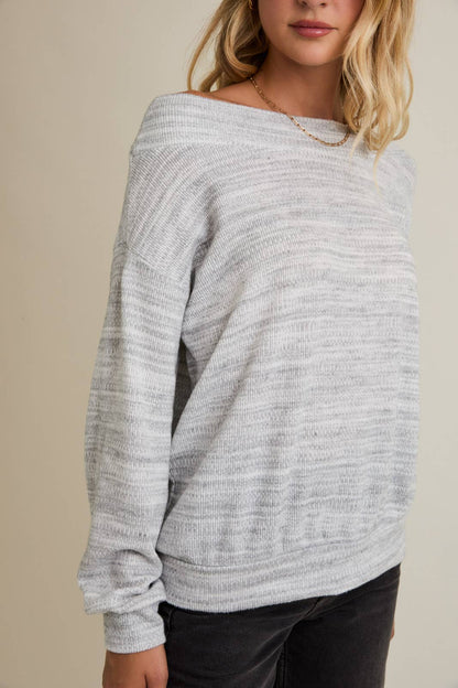 LONG SLEEVE UNBALANCED OFF SHOULDER TOP