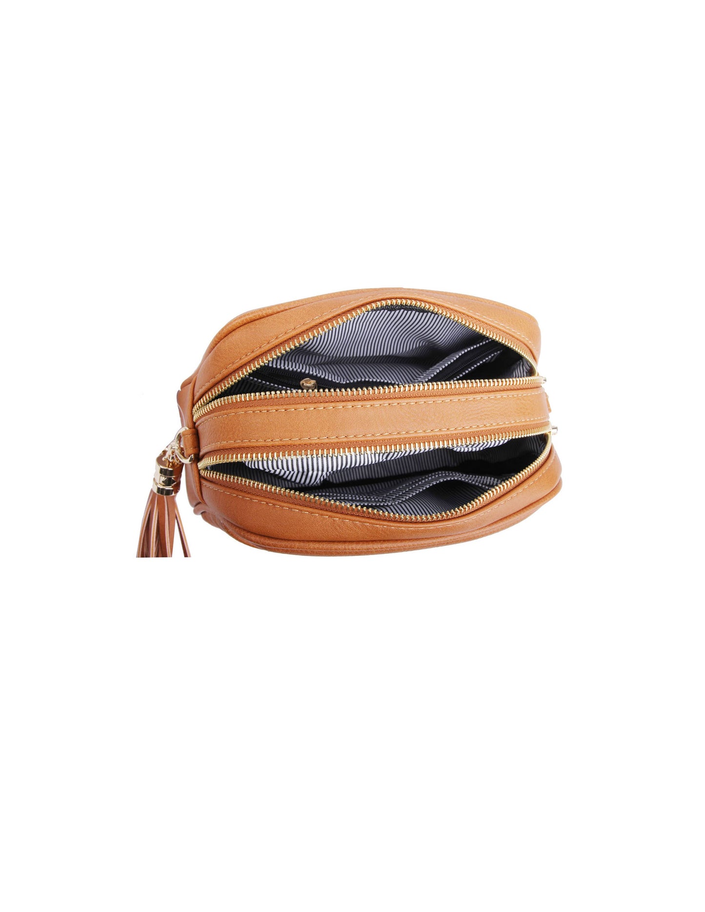 MiMi Wholesale - Veronica V-Stitched Tassel Crossbody Bag with Zipper