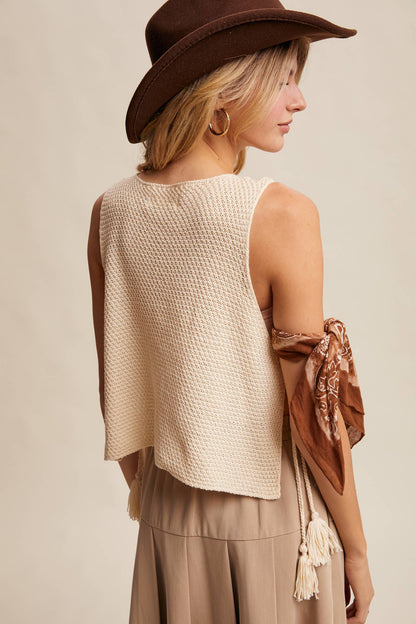 Crochet Granny Square Tassel Tie Vest