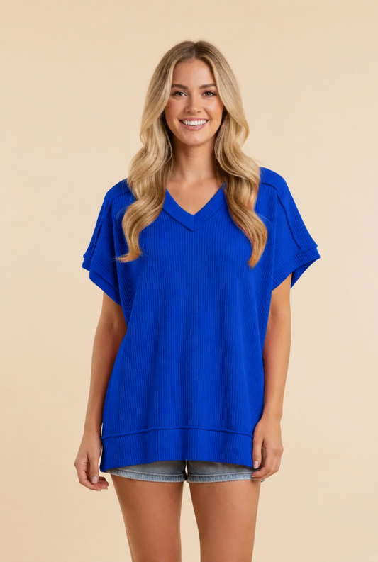 The Shimmer Shack PLUS Royal Ribbed Top