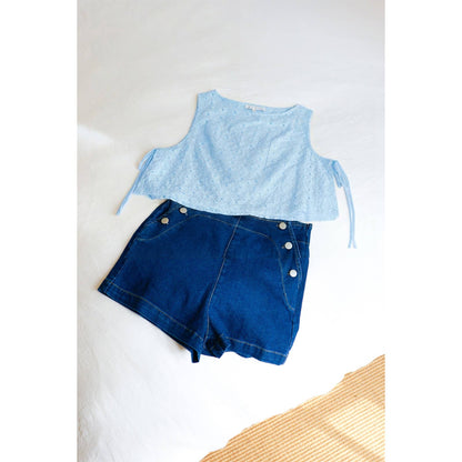 Sleeveless Textured Top With Side Straps