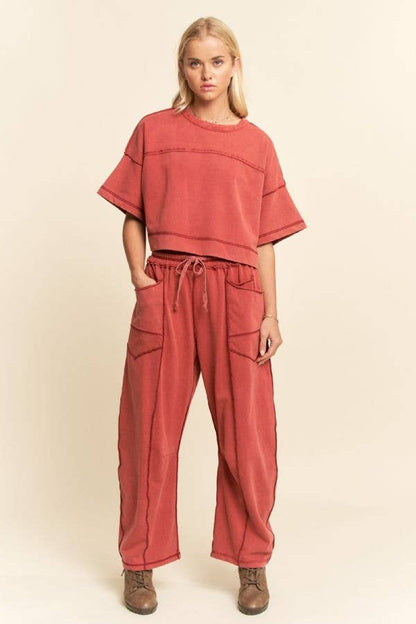 Davi & Dani - MINERAL WASHED EXPOSED BARREL PANTS SET