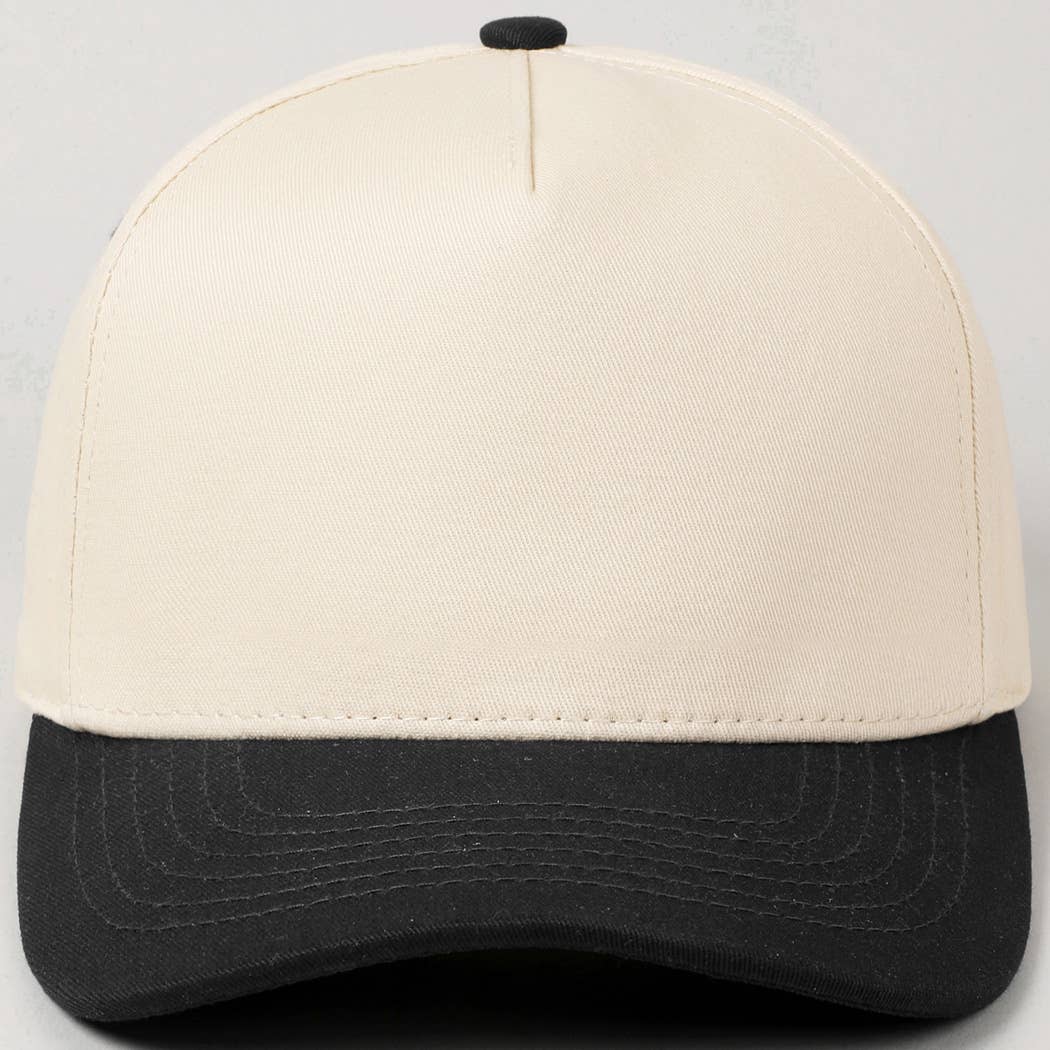 Fashion City - Plain Two-Tone Canvas Cotton Trucker Hat