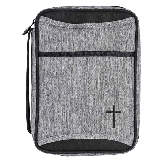 Bible Cover Heather Black Canvas Large