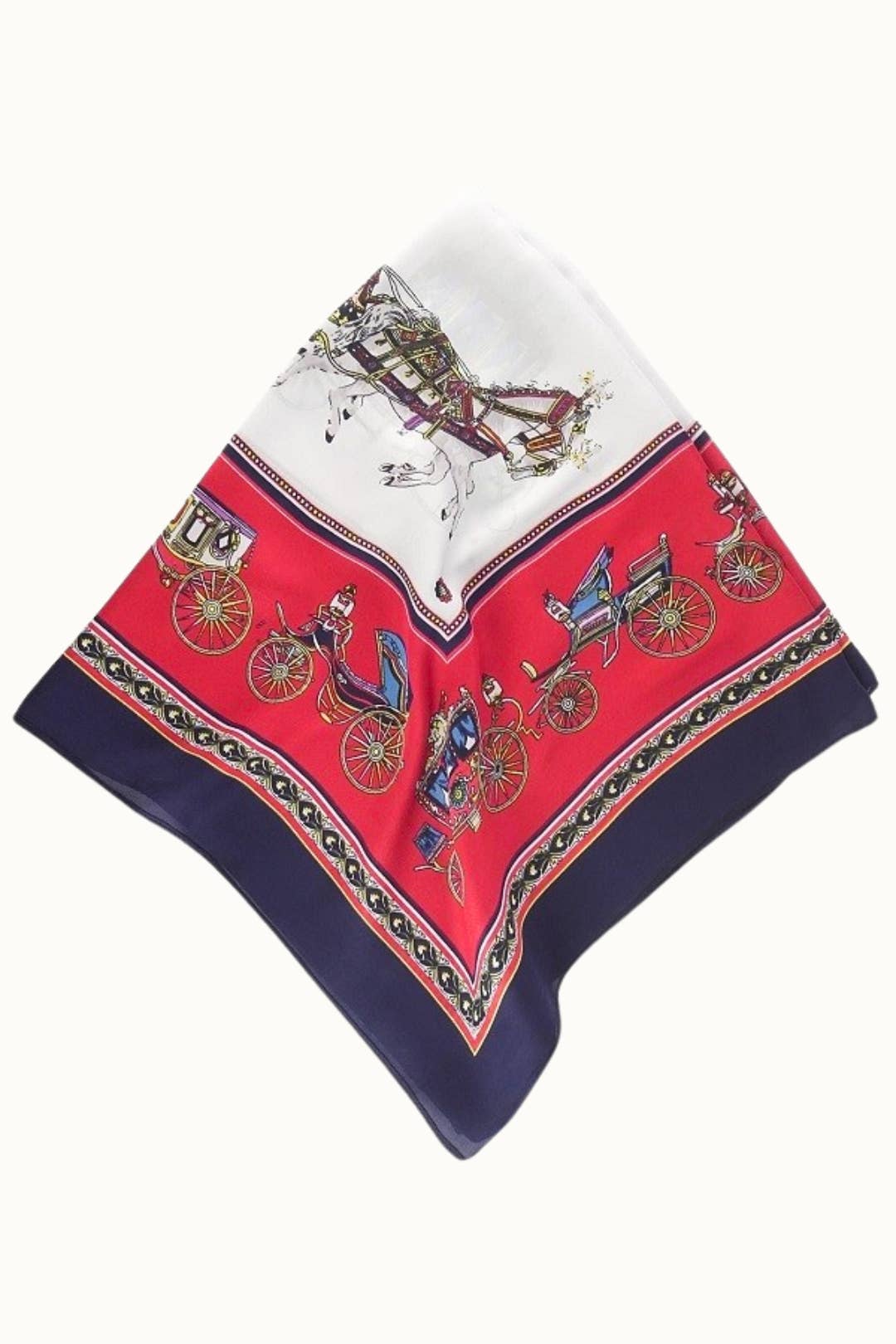Olive & Pique - "So Silky" Satin Neckerchief Scarf, Versatile, Navy/Red