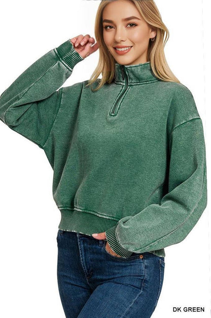 42POPS - `.0806 Washed Fleece Half Zip Pullover SI-24930