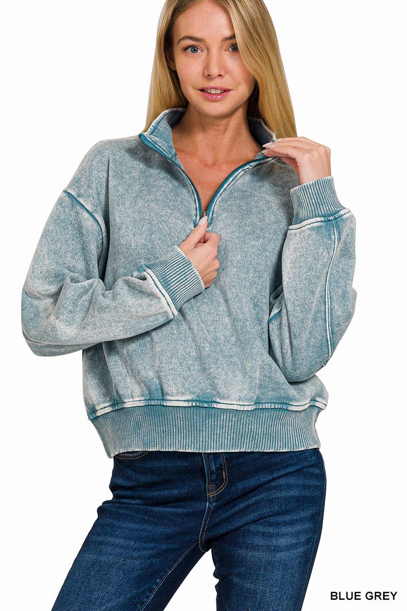 42POPS - `.0806 Washed Fleece Half Zip Pullover SI-24930