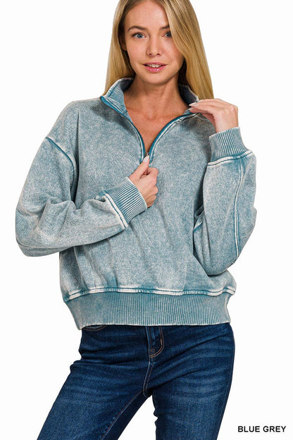 42POPS - `.0806 Washed Fleece Half Zip Pullover SI-24930