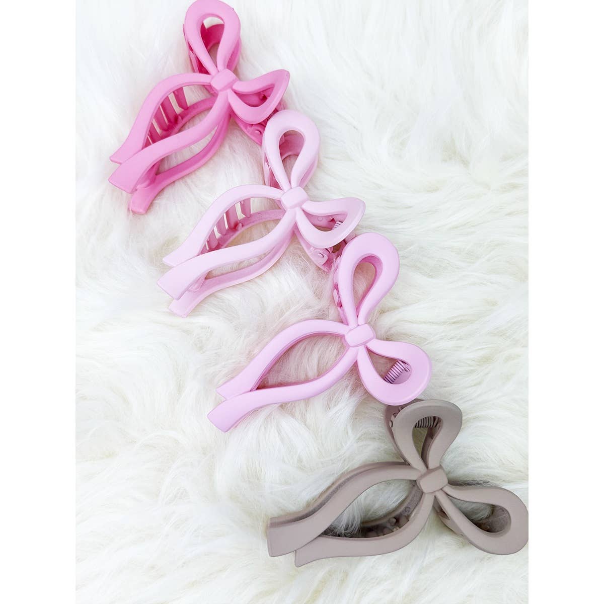 Love and Repeat - Assorted Pink and Taupe Shades of Bow Clip