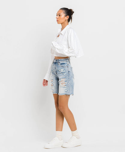 VERVET by FLYING MONKEY - SUPER HIGH RISE BERMUDA SHORTS V2770