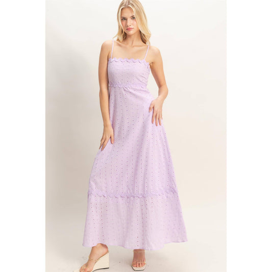 HYFVE - Scallop Trim Eyelet Midi Dress