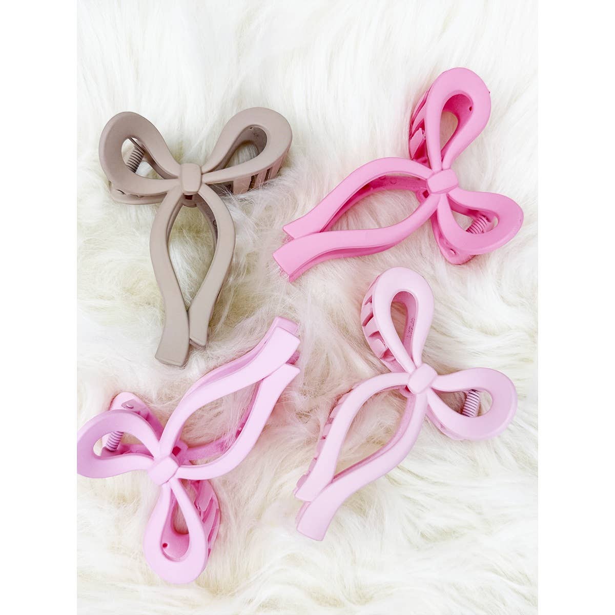 Love and Repeat - Assorted Pink and Taupe Shades of Bow Clip