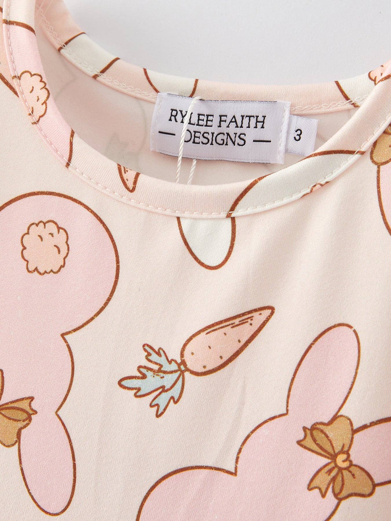 Rabbit Carrot Print Ruffle Girls Dress