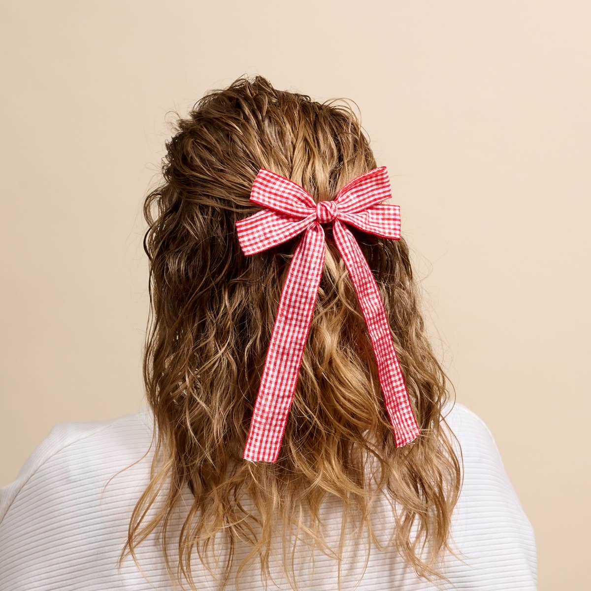 The Darling Effect - Double Take Hair Bow–Gingham Red