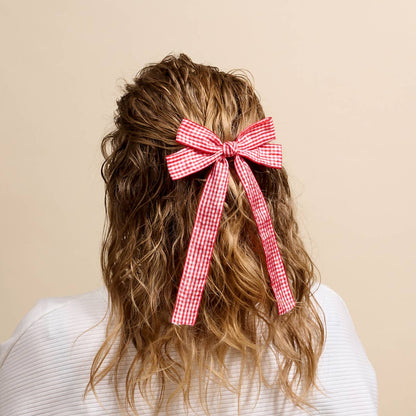 The Darling Effect - Double Take Hair Bow–Gingham Red