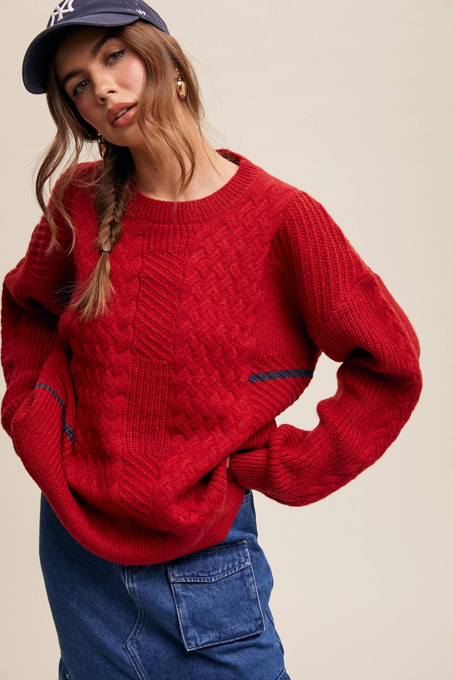 Listicle - Cable Patchwork Knit Pullover LSW0878