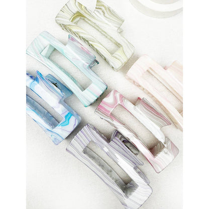 Love and Repeat - Marbled Pattern Cut Out Rectangle Hair Claw