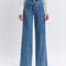 VERVET by FLYING MONKEY - SUPER HIGH RISE TIE WAISTBAND WIDE LEG JEANS T6765