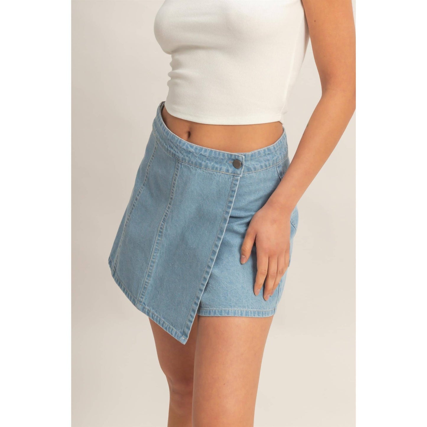 Wrap Front Denim Skort