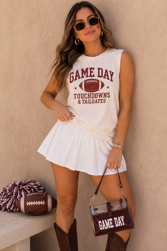 TIMING - Game Day Touchdowns & Tailgates Graphic Muscle Tank