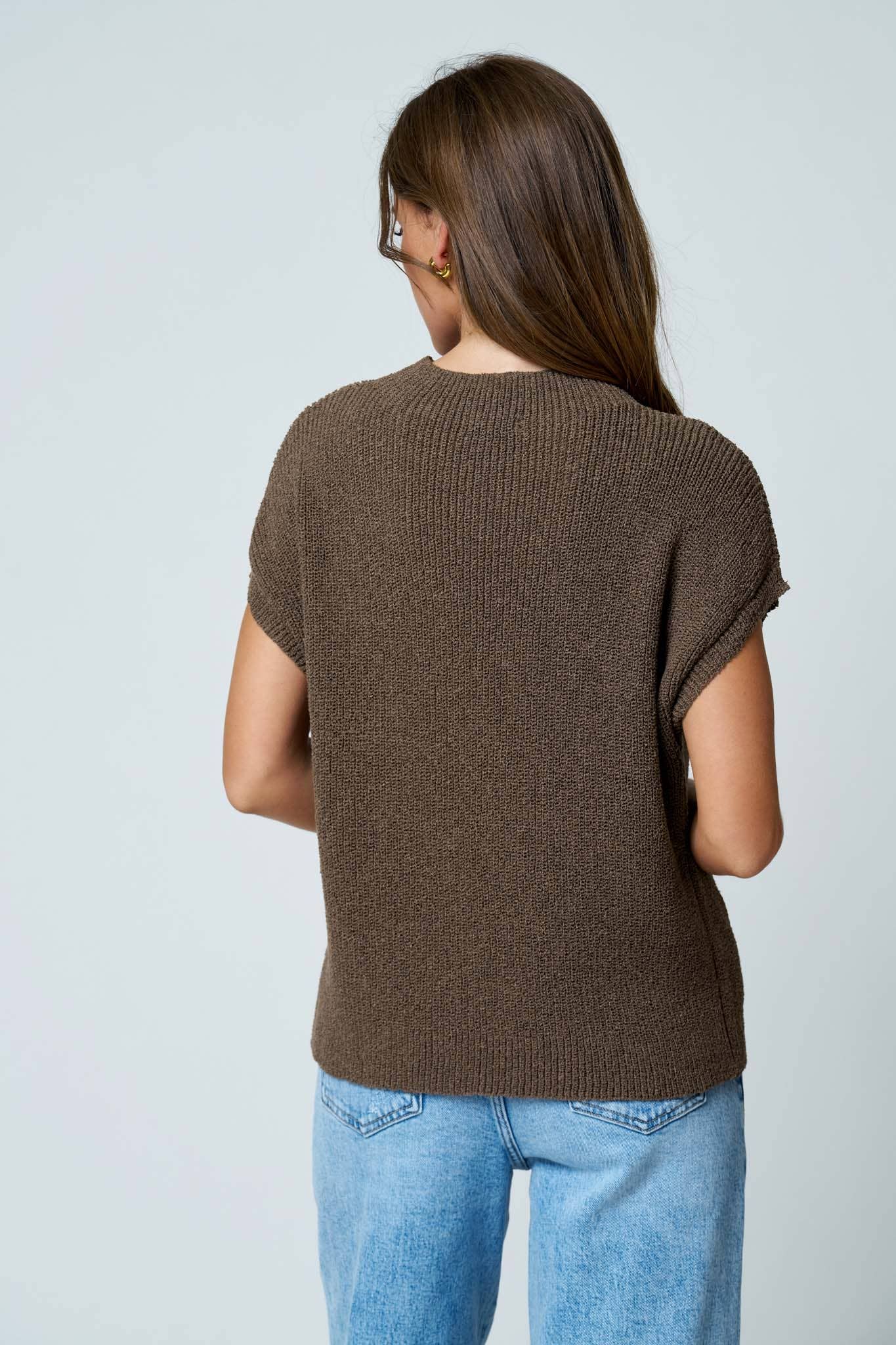 Blu Pepper - POCKET DETAIL DROP SHOULDER SHORT SLEEVE SWEATER