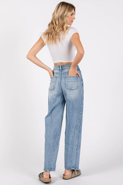 Petra SIDE SEAM DETAILING HIGH RISE COMFORT BARREL JEANS