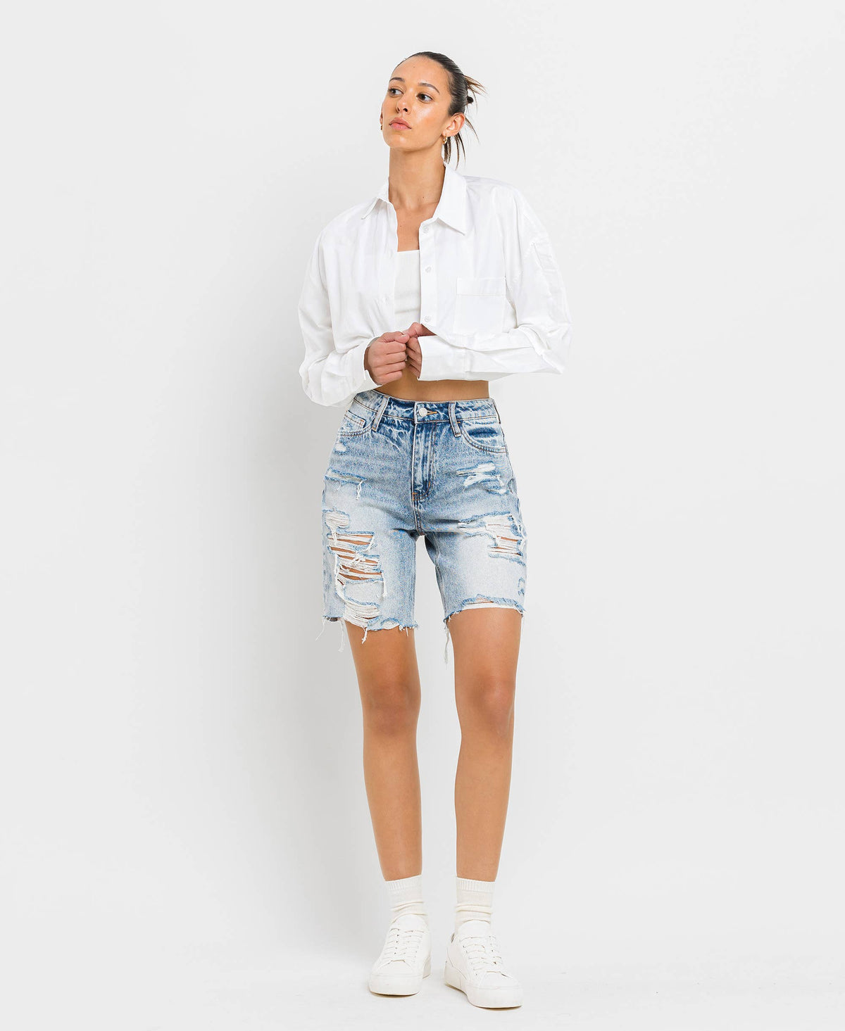 VERVET by FLYING MONKEY - SUPER HIGH RISE BERMUDA SHORTS V2770