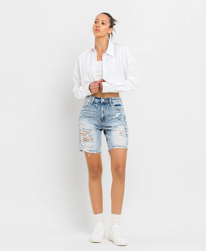 VERVET by FLYING MONKEY - SUPER HIGH RISE BERMUDA SHORTS V2770