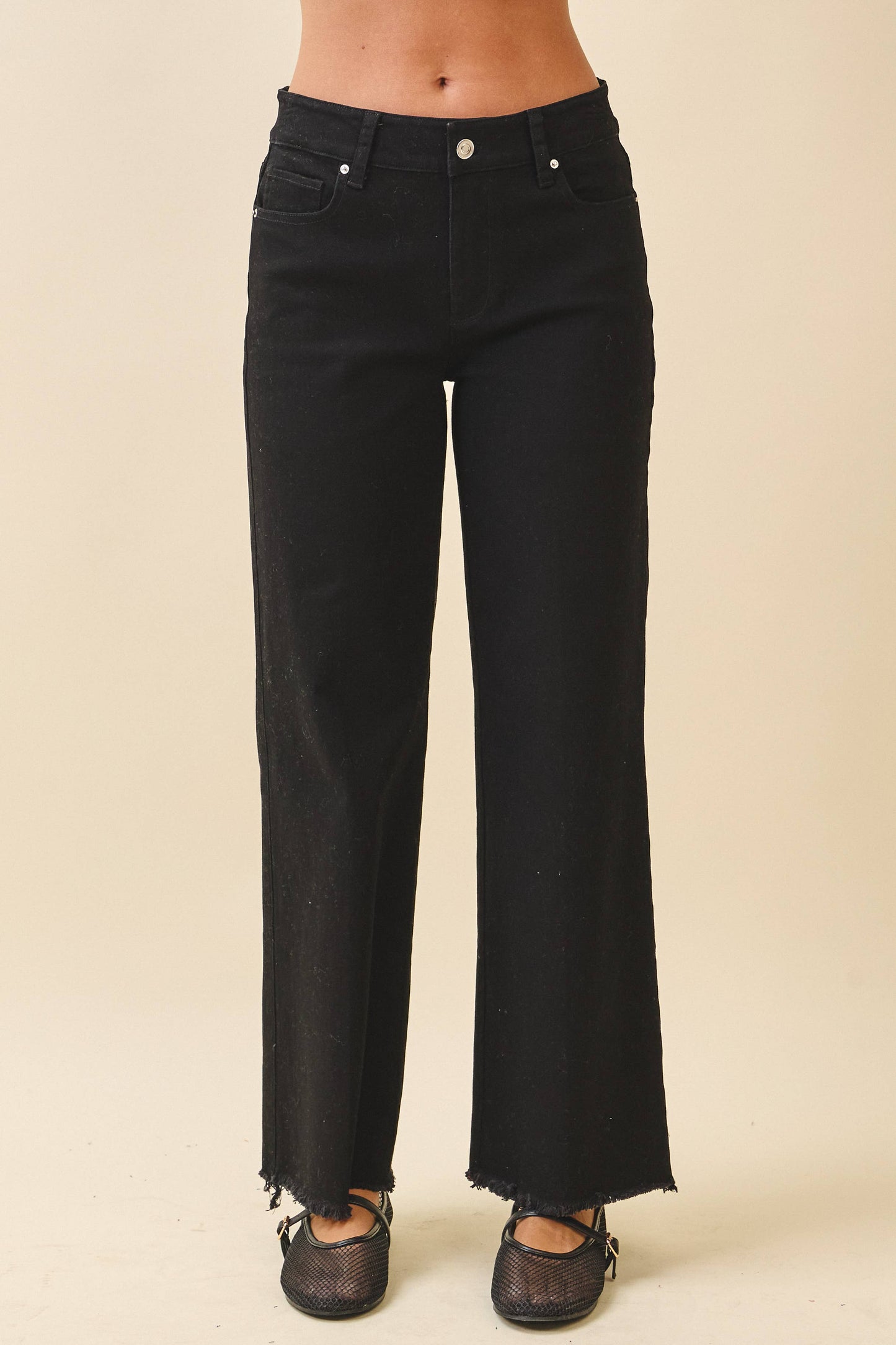 AEMI + CO - 7164GK Wide Leg Raw Hem Denim Pants